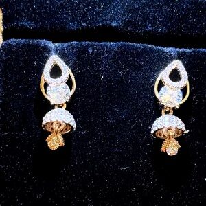 Stunning Heritage Gold Zirconia Jhumka Drop EarringsWomen Jewelry House Of RuSa